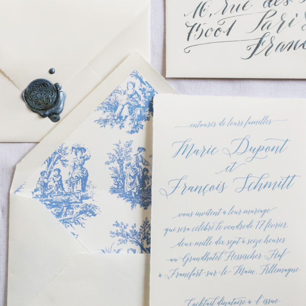 Individuelle Hochzeitseinladung büttenpapier