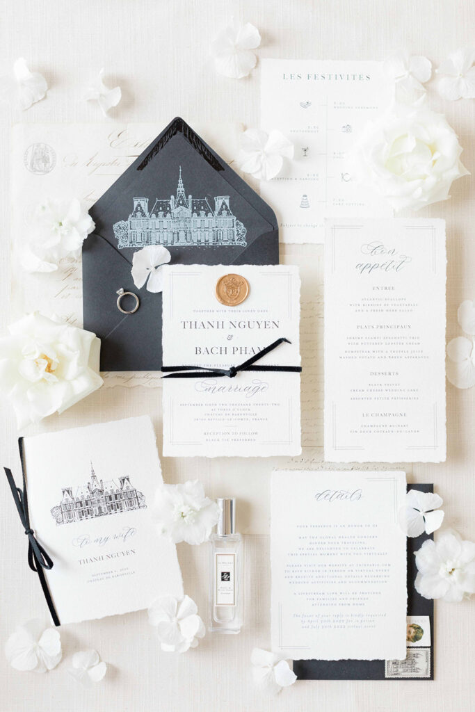 Hochzeitsenladungen Château de Baronville Frankreich