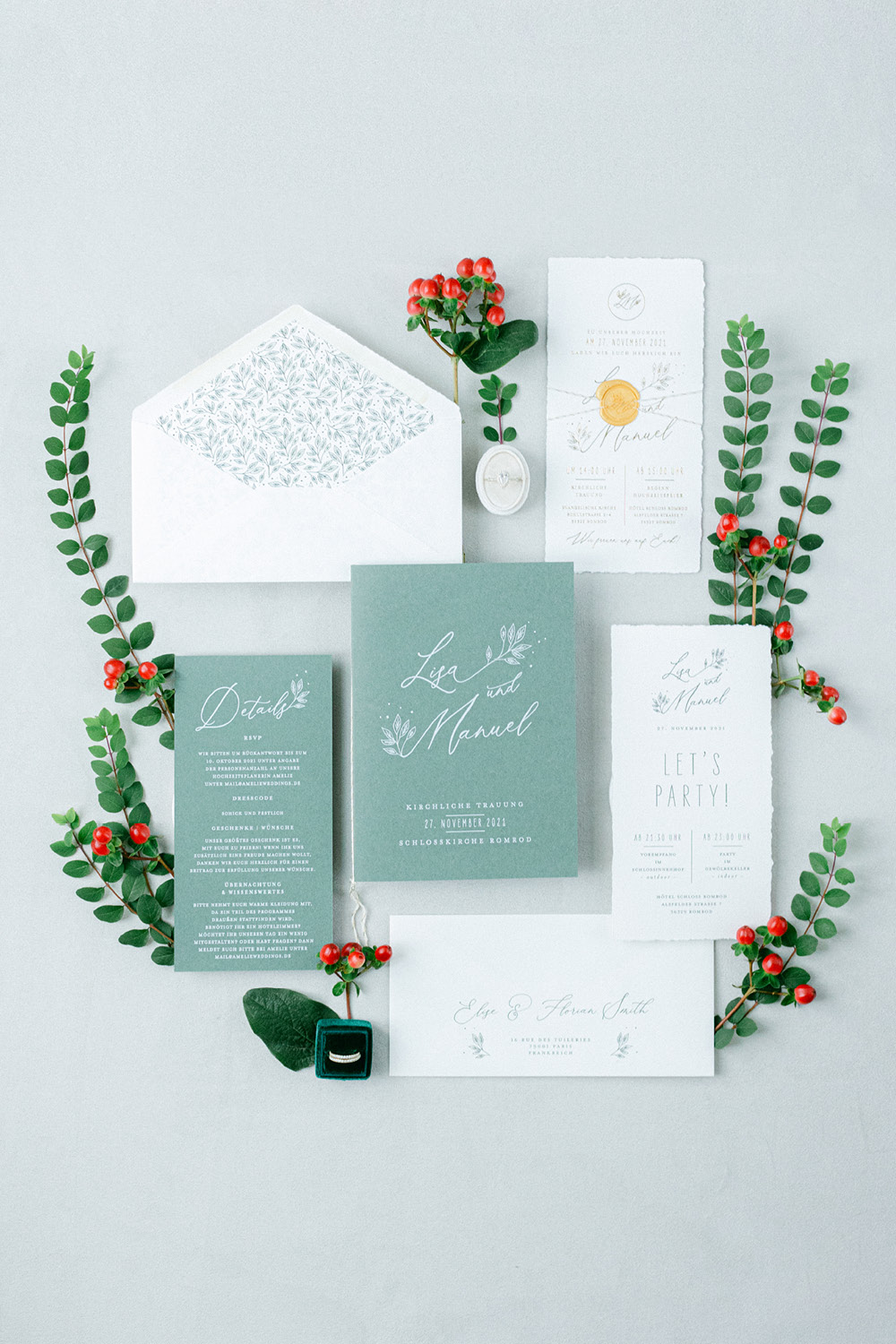 Wedding Stationery Set – Winter Green