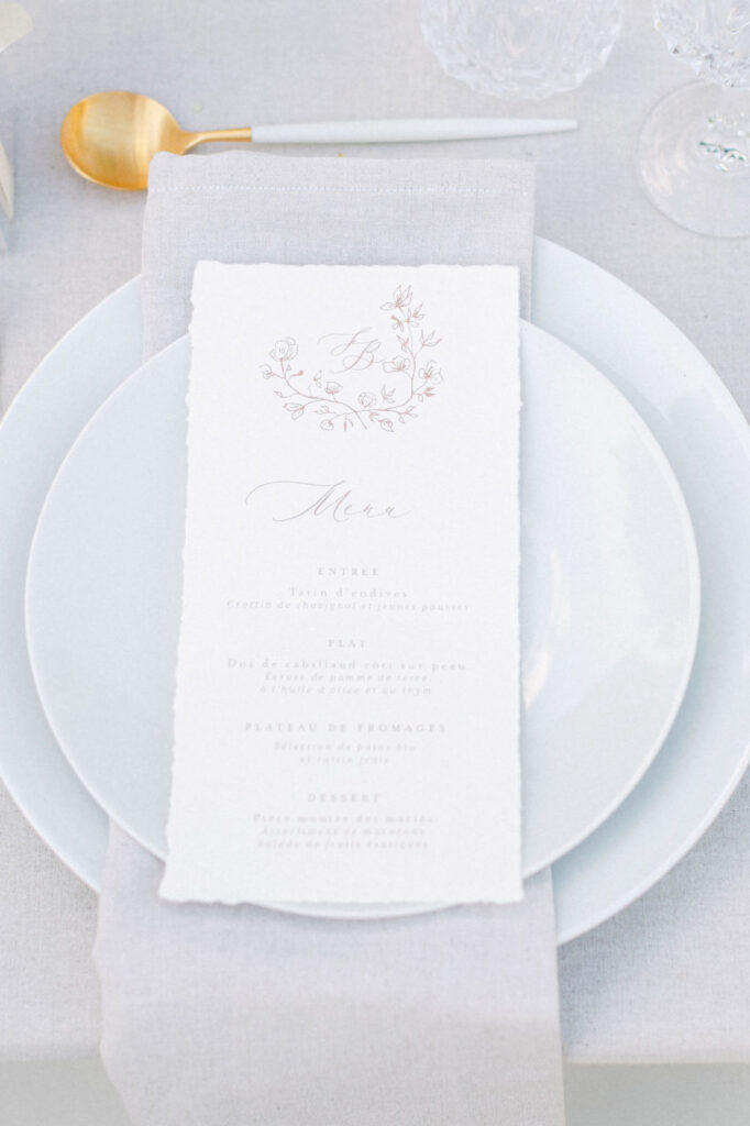 Menu card with wedding monogram