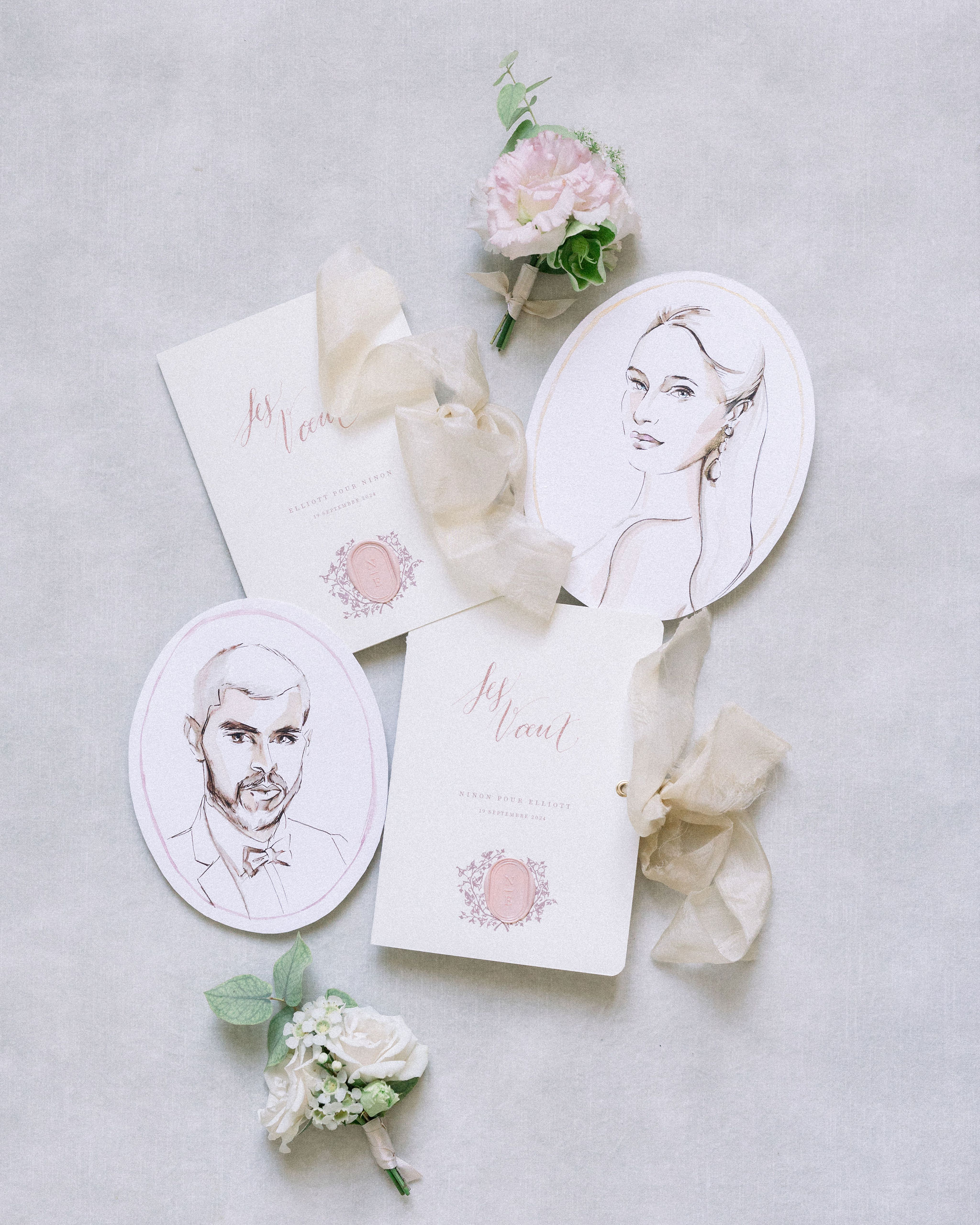 Vows Books and custom portrait illustrations