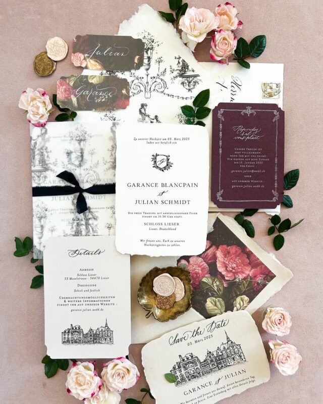 Bonjour! Romance au @schlosslieser 🏰♥️ 
Le monogramme des mariés et le croquis du château pour une papeterie de mariage aux accents vintage,  qui raconte votre histoire d’amour.

#schlosshochzeit #hochzeitschlosslieser #schlosslieser #schlosslieserautographcollection #heirateninfrankfurt #heirateninhessen #hochzeitspapeteriefrankfurt #individuellehochzeitspapeterie #hochzeitseinladungen